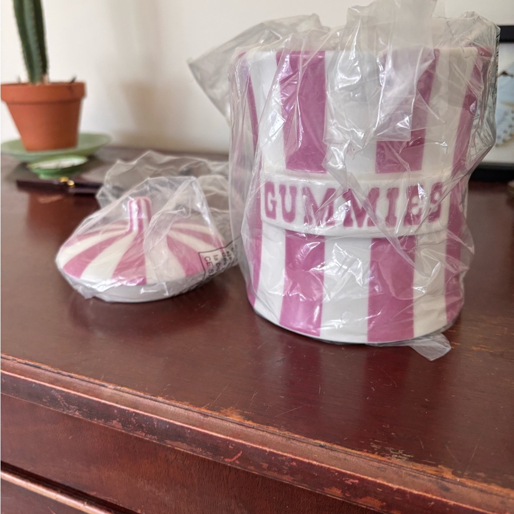 Jonathan Adler Pink and White Gummies Jar NEW
